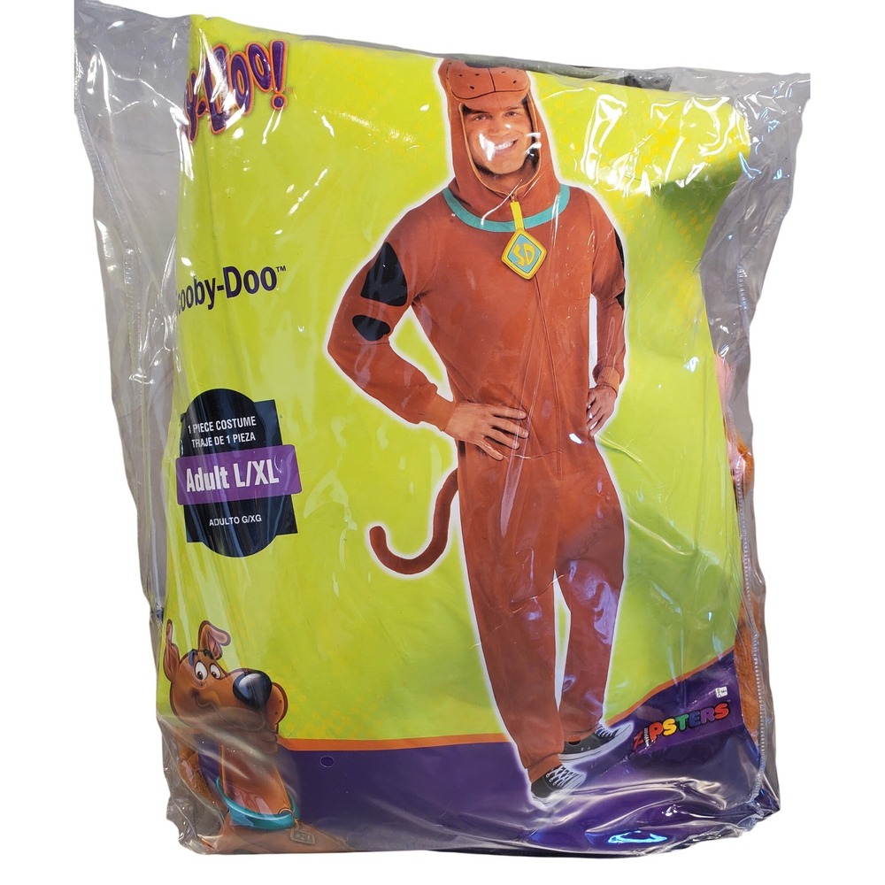 Scooby-Doo Zipsters Adult One Piece Costume Jumpsuit Brown L/XL 09801787062